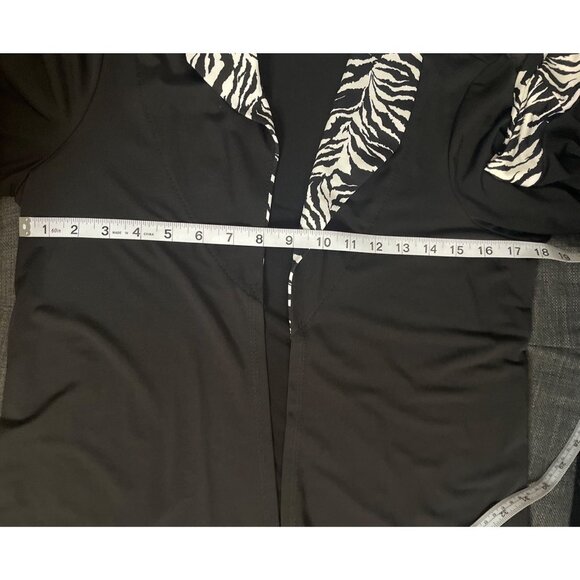 Slinky Black 3/4 Sleeve Zebra Stripe Detailed Open Loose Fitting Cardigan Sz XS - Picture 7 of 10